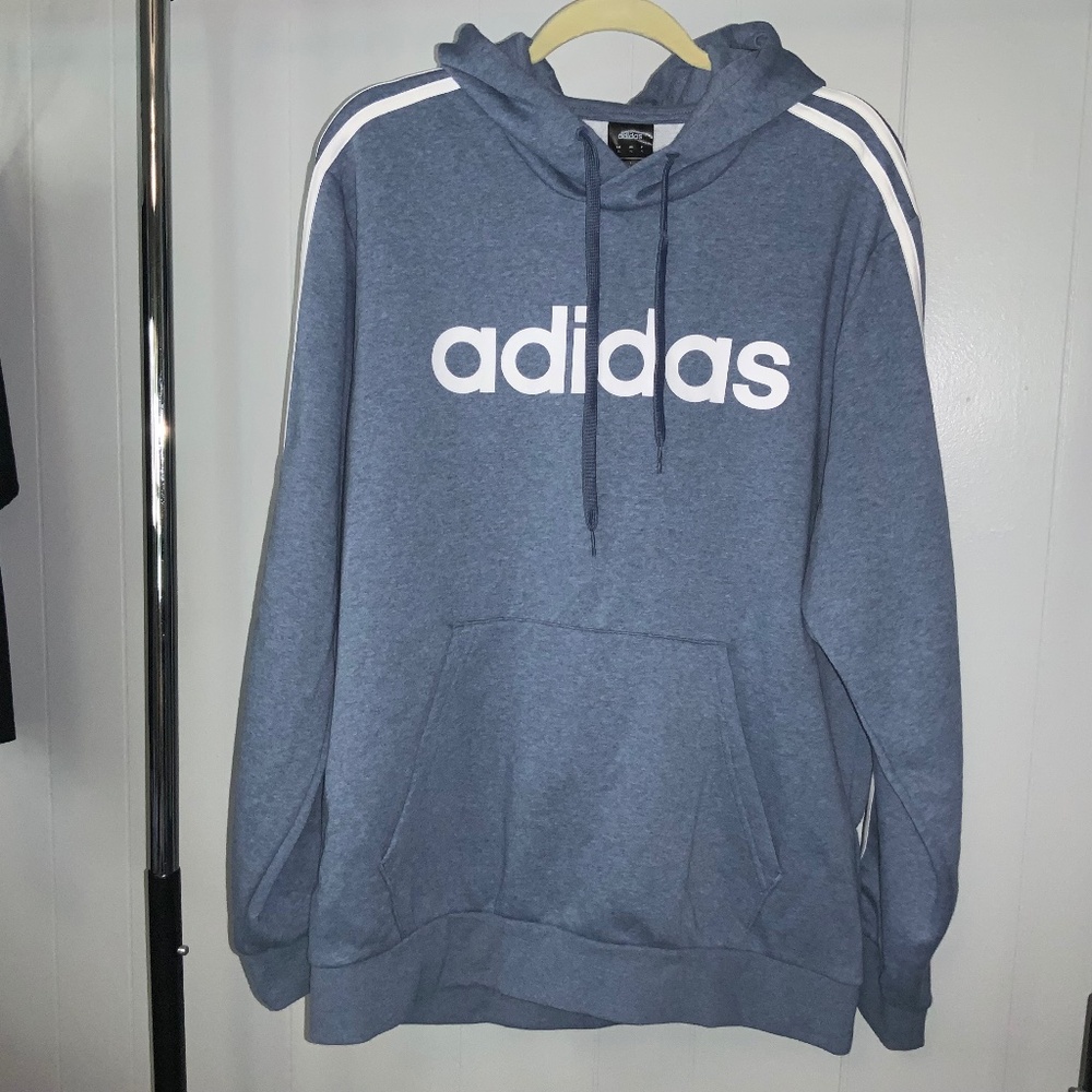 Adidas hoodie Sz XL kangaroo pocket triple stripes
